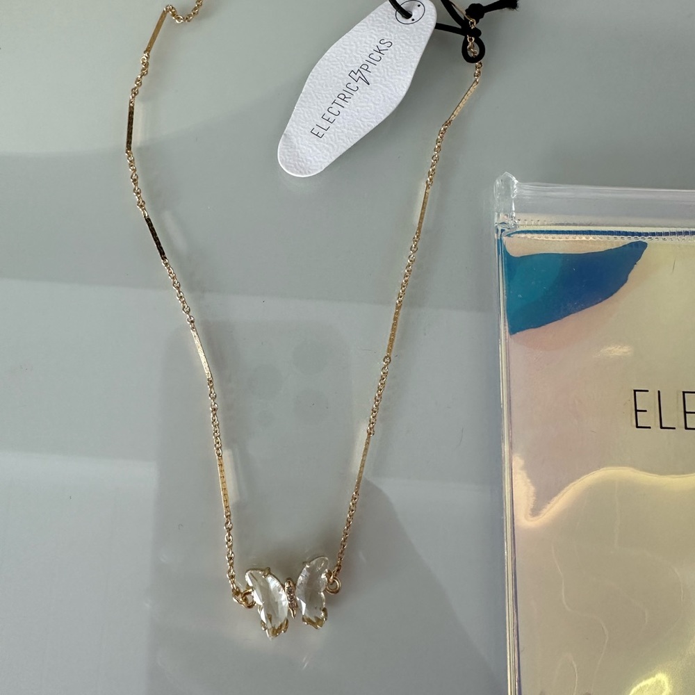 NWT electric picks butterfly necklace